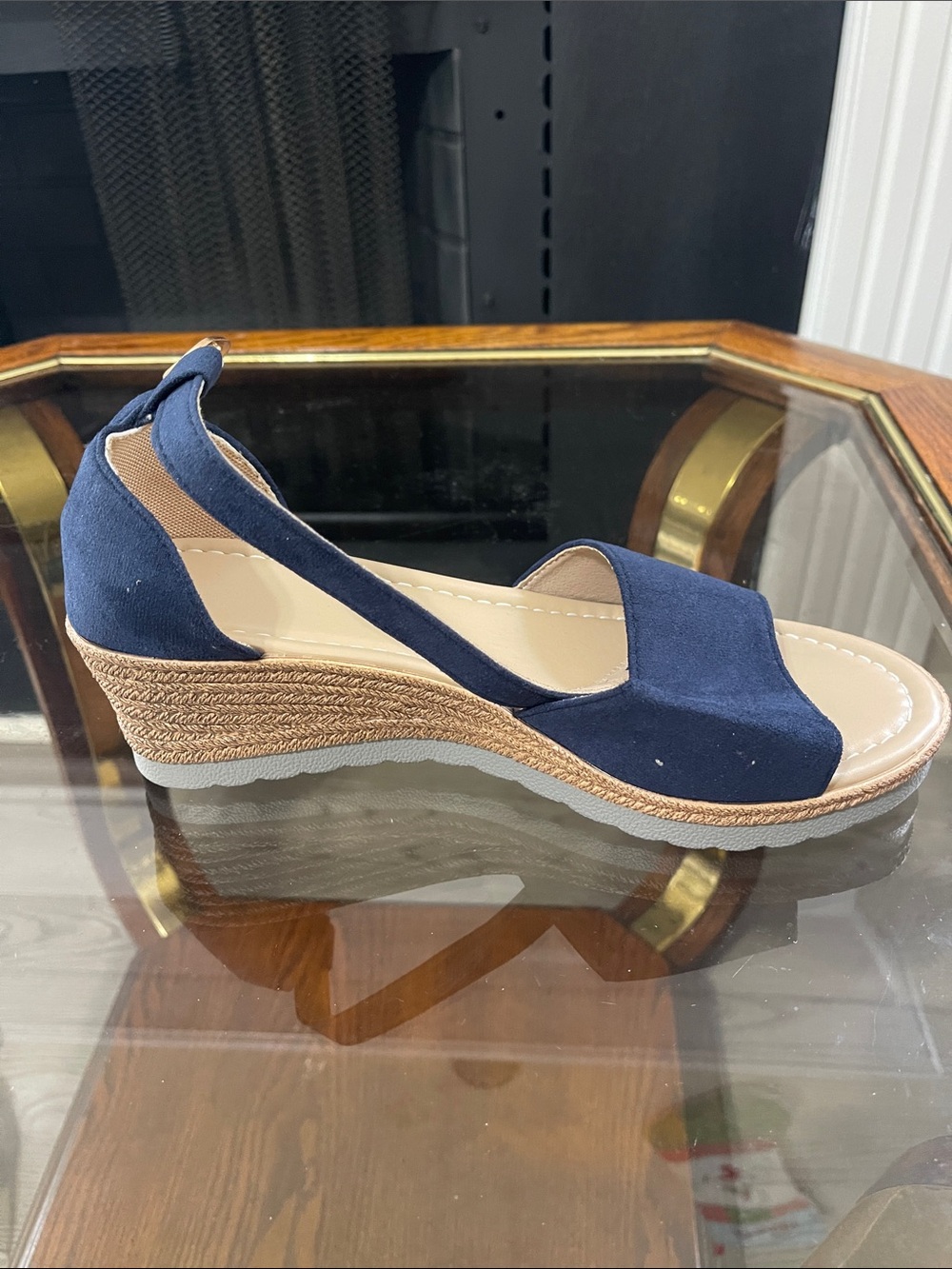 Navy Espadrille Wedge Sandal - Women